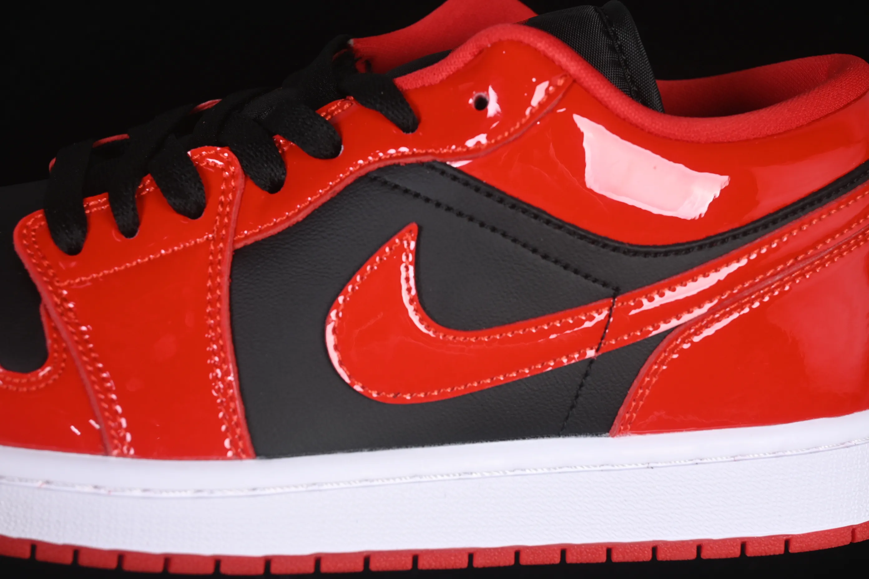 All categories Air Jordan Jordan series basketball shoes Air Jordan 1 Low Air Jordan 1 Low AJ1 Joe 1 patent leather black and red low-top cultural casual sneakers HV4089-006